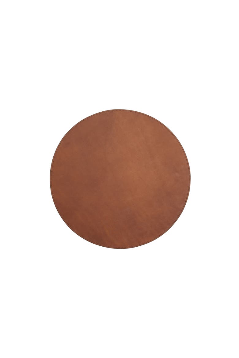 Nelson Leather Circular Placemat, Main, color, Espresso