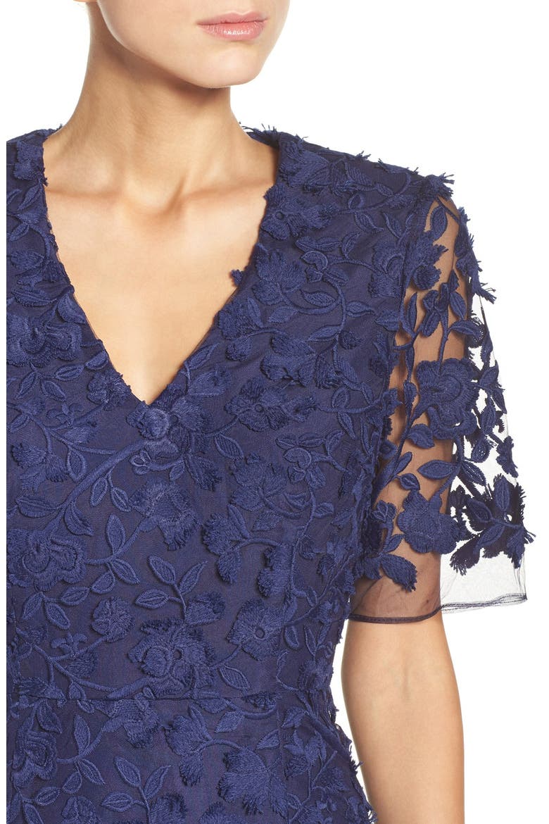 Lace Mesh Fit & Flare Dress, Alternate, color, ADMIRAL BLUE