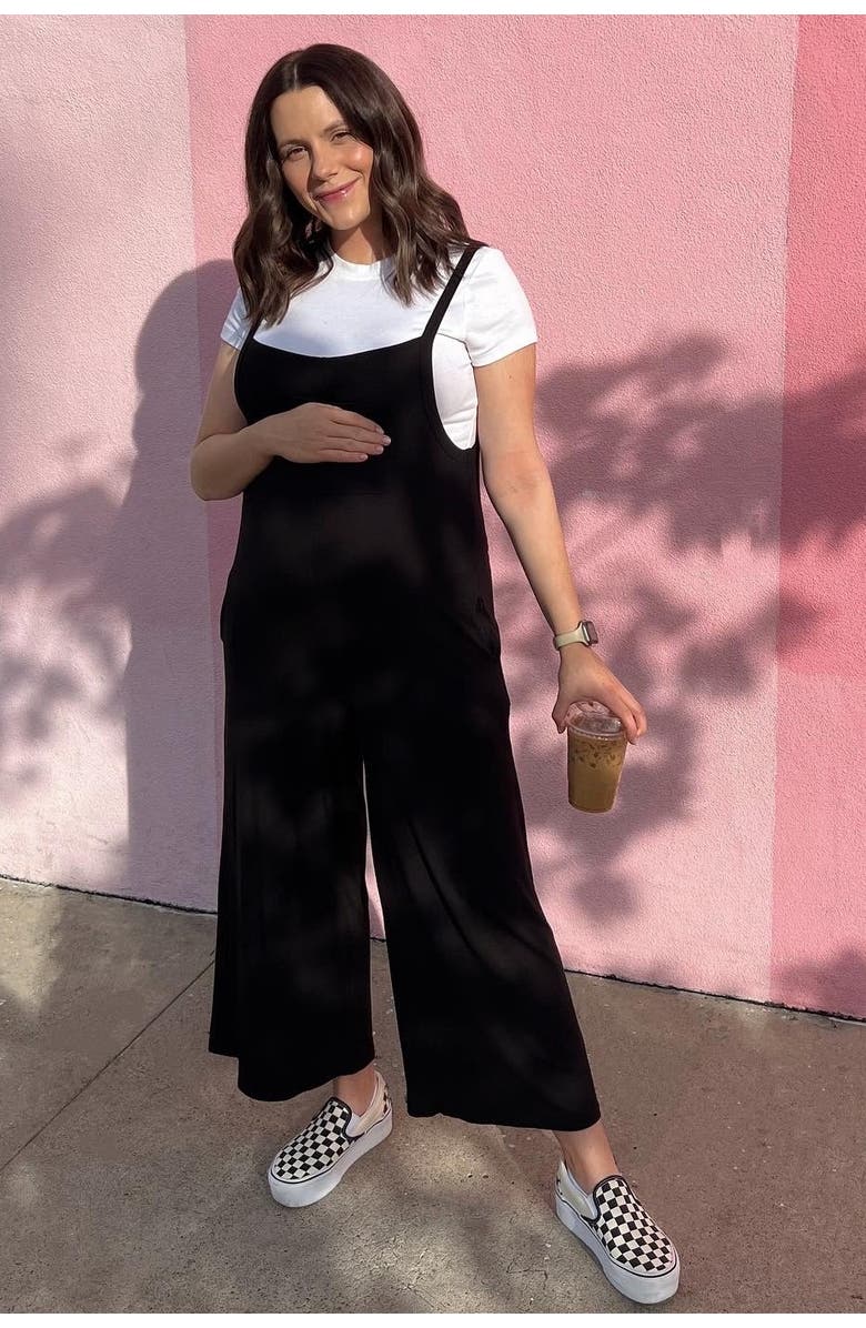 PinkBlush Sleeveless Pocketed Wide Leg Jumpsuit, Alternate, color, Black