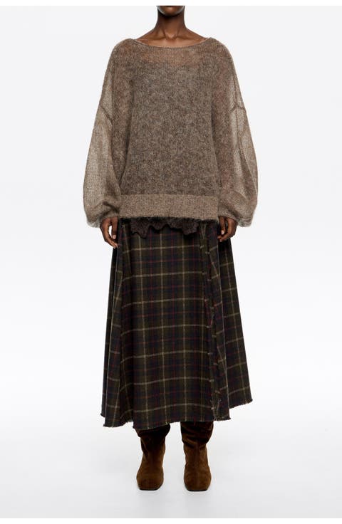 Checked Wool Skirt