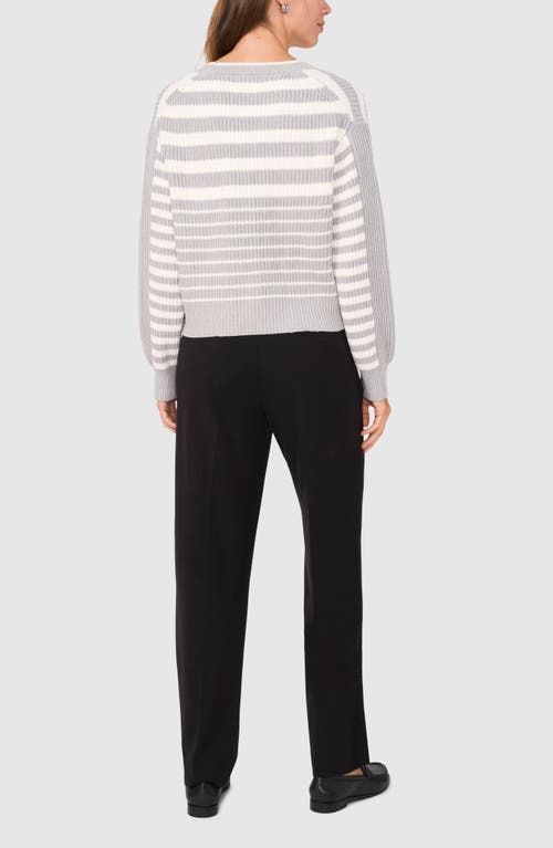 Halogen ® Variegated Stripe Cotton Blend Cardigan In Light Heather Grey Stripes
