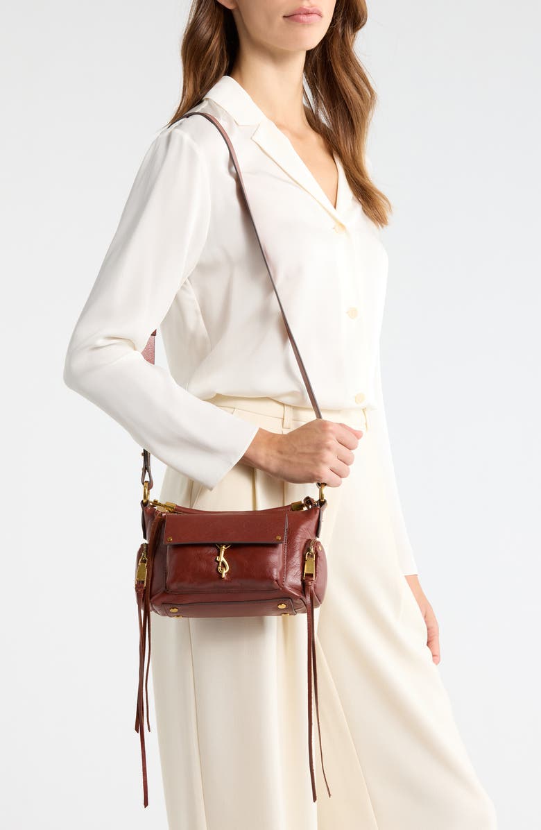 Rebecca Minkoff Mini Mab Leather Shoulder Bag, Alternate, color, Sienna
