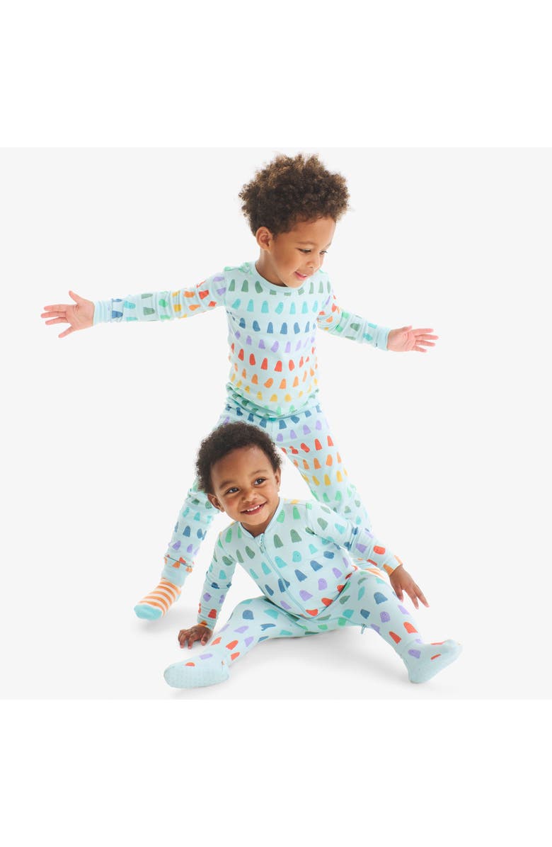 Primary Kids Organic Long Sleeve PJ Top in Rainbow Ghosts, Alternate, color, Saltwater Rainbow Ghosts