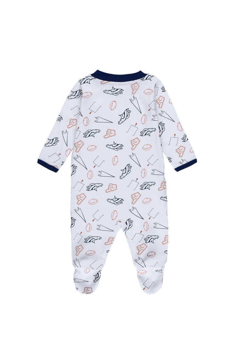 WEAR by Erin Andrews Newborn & Infant WEAR by Erin Andrews White Denver Broncos Sleep & Play Full-Zip Sleeper & Bib Set, Alternate, color, 