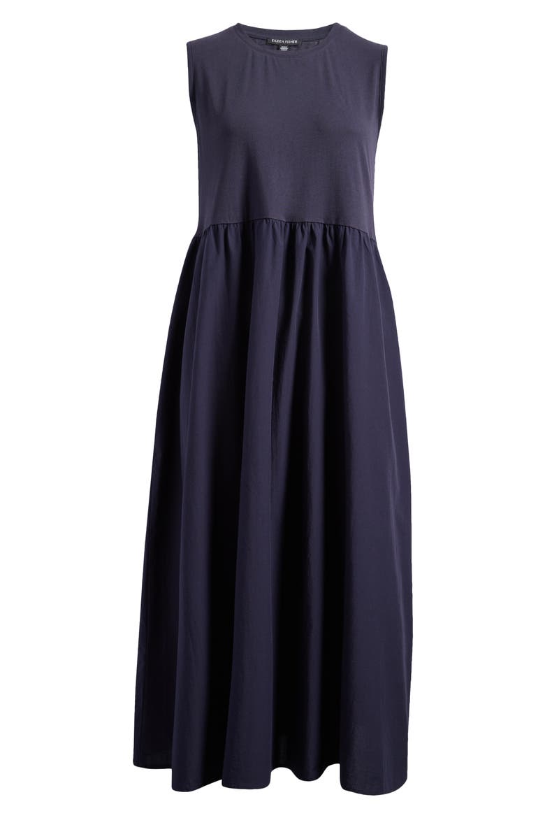 Sleeveless Organic Cotton Midi Dress, Alternate, color, INK