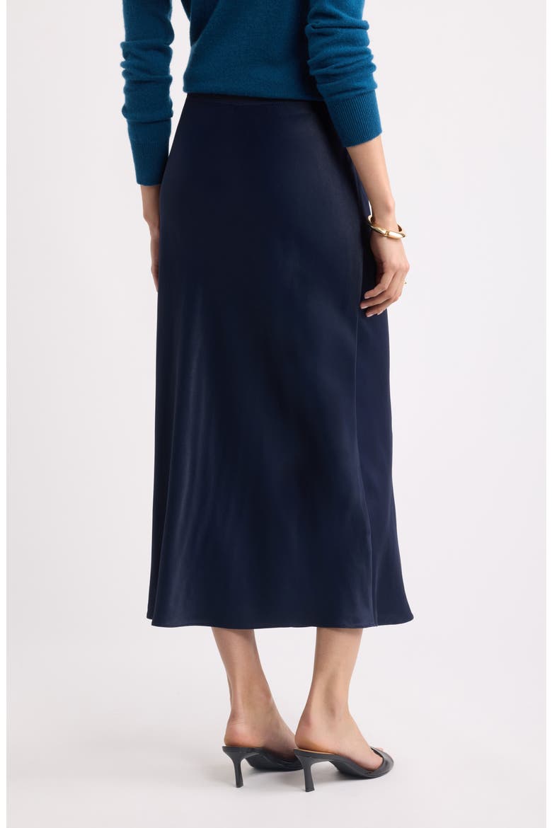 Bias Cut Satin Midi Skirt, Alternate, color, NAVY NIGHT