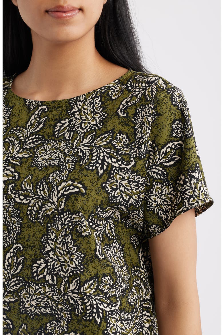 Paisley Print Short Sleeve Top, Alternate, color, BAY LEAF MULTI