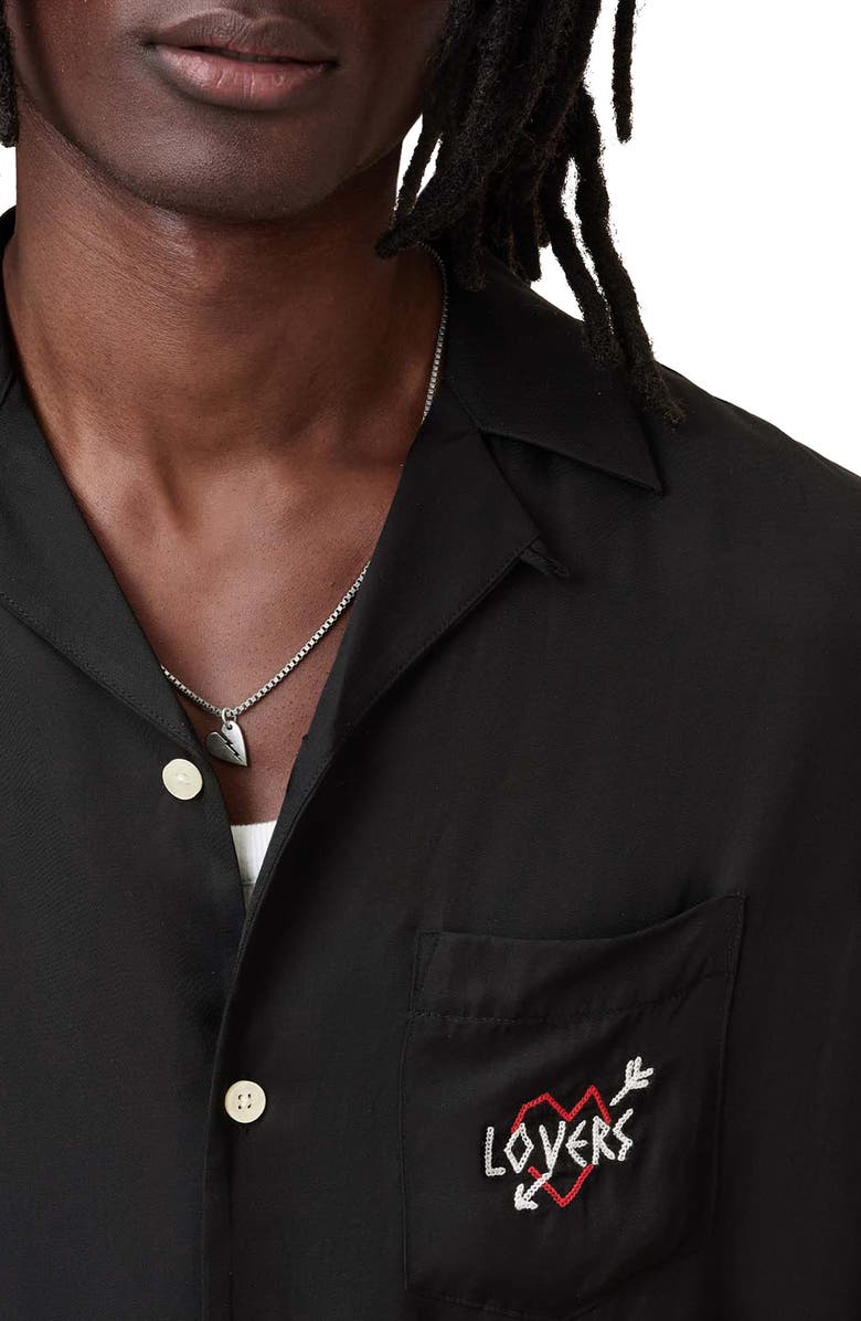 AllSaints Lovers Short Sleeve Camp Shirt, Alternate, color, 