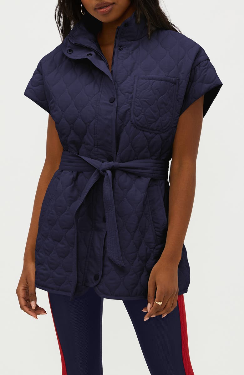 Beach Riot Glenn Belted Short Sleeve Quilted Vest, Main, color, Ultramarine