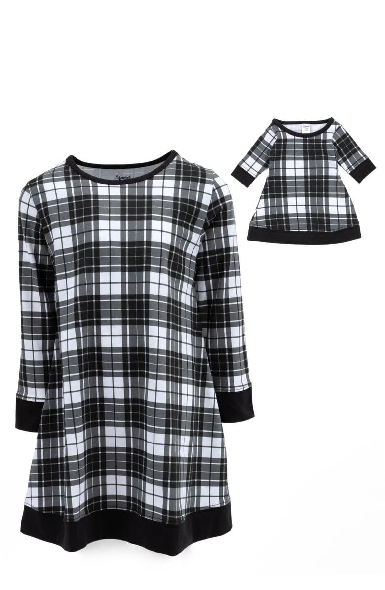 Leveret Girls Cotton Dress with Matching Doll Dress, Printed Design, Alternate, color, White