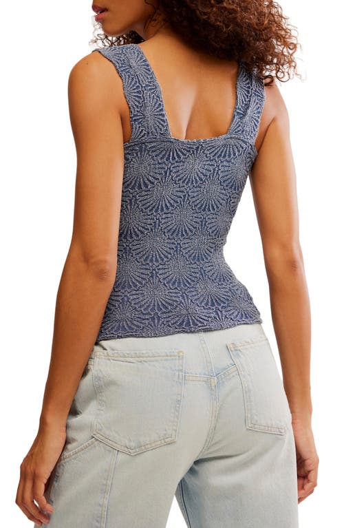 Free People Love Letter Floral Knit Camisole In Indigo Pura