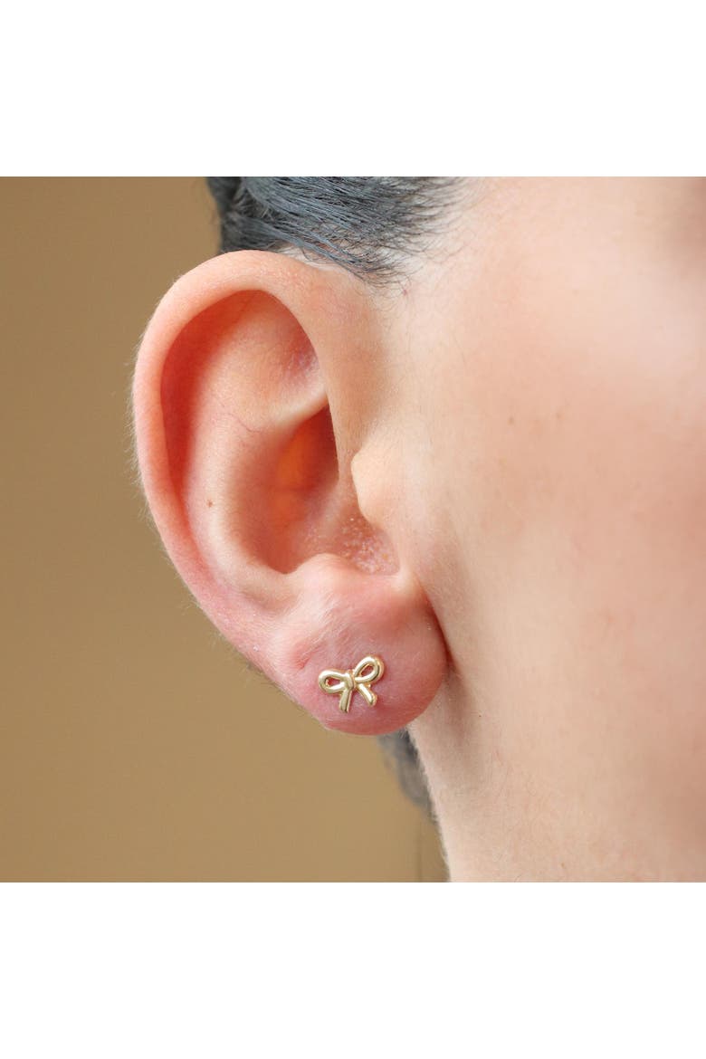 Mini Bow Screw Back Stud Earrings, Alternate, color, Gold