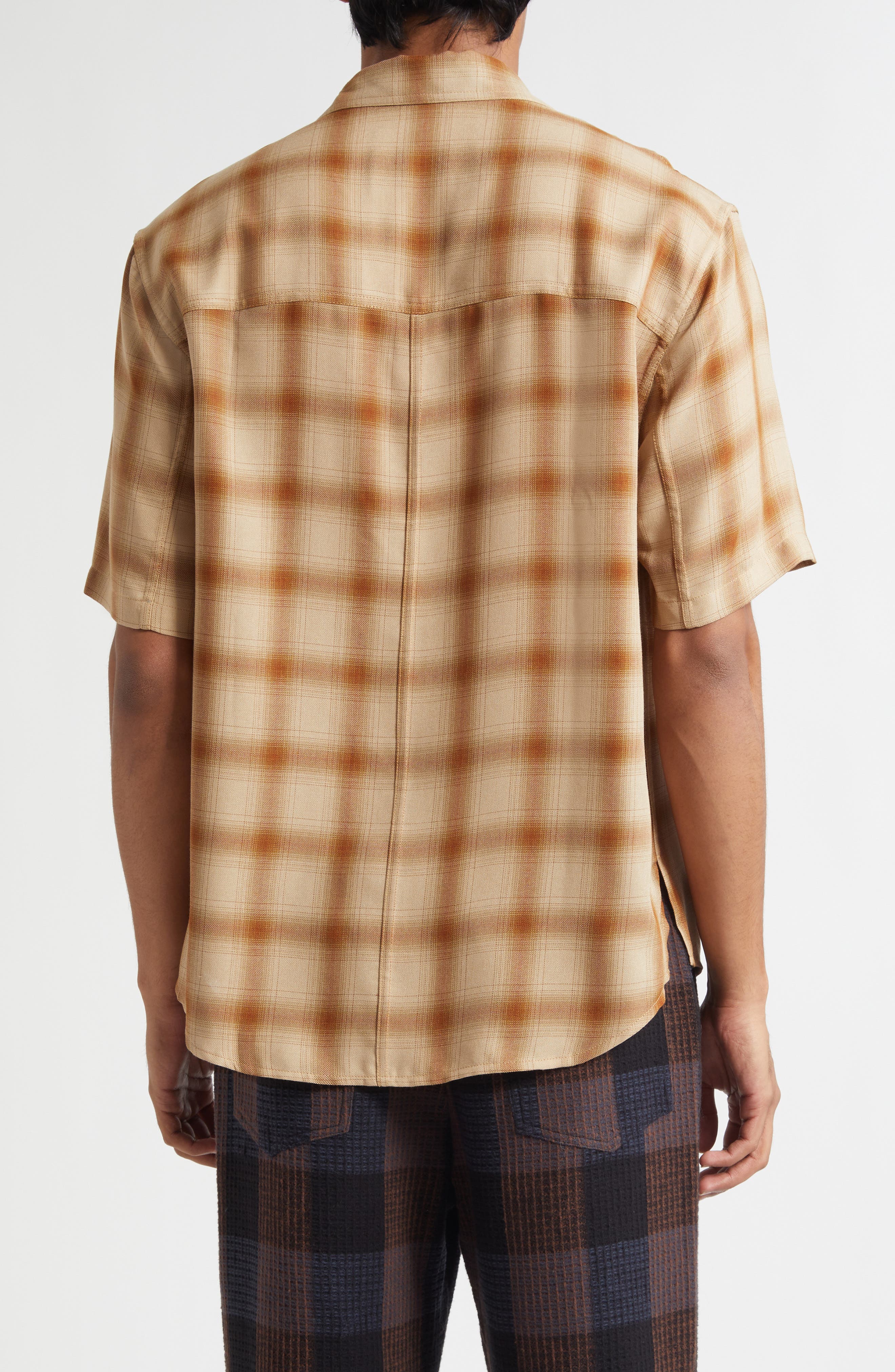 Oversize Plaid Short Sleeve Button-Up Shirt - image 2