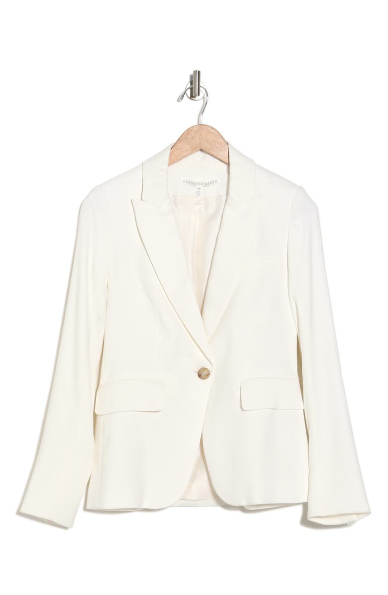 Veronica Beard Cutaway Linen Blend Blazer, Alternate, color, White