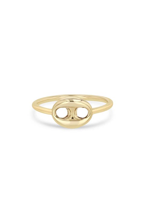 14K Gold Single Puffed Mariner Link Ring