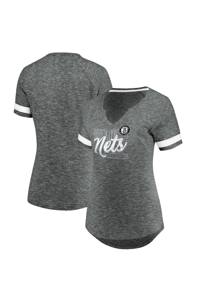 Women's Fanatics Branded Gray/White Brooklyn Nets Showtime Winning With Pride Notch Neck T-Shirt, Main, color, Gray