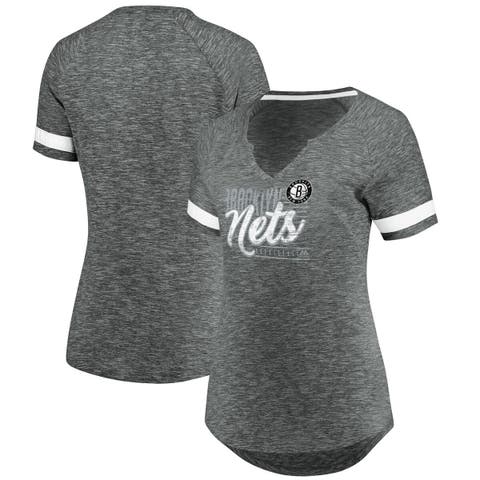 Women's Fanatics Branded Gray/White Brooklyn Nets Showtime Winning With Pride Notch Neck T-Shirt