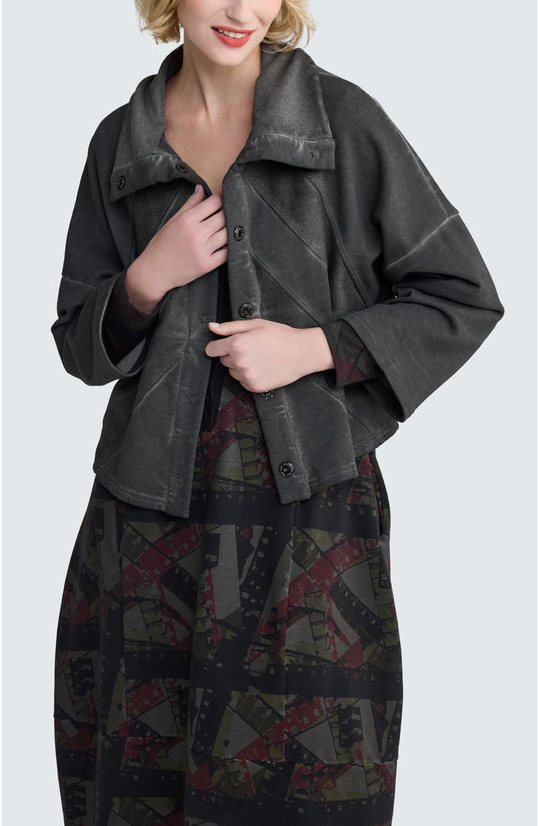 LUUKAA Vera Cropped Sculptural Jacket, Alternate, color, Misty Black