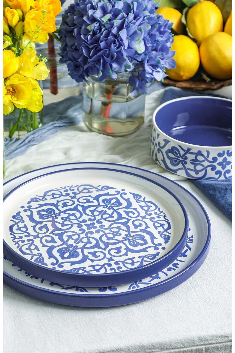 Tropea Stoneware 12-Piece Dinnerware Set, Alternate, color, Blue