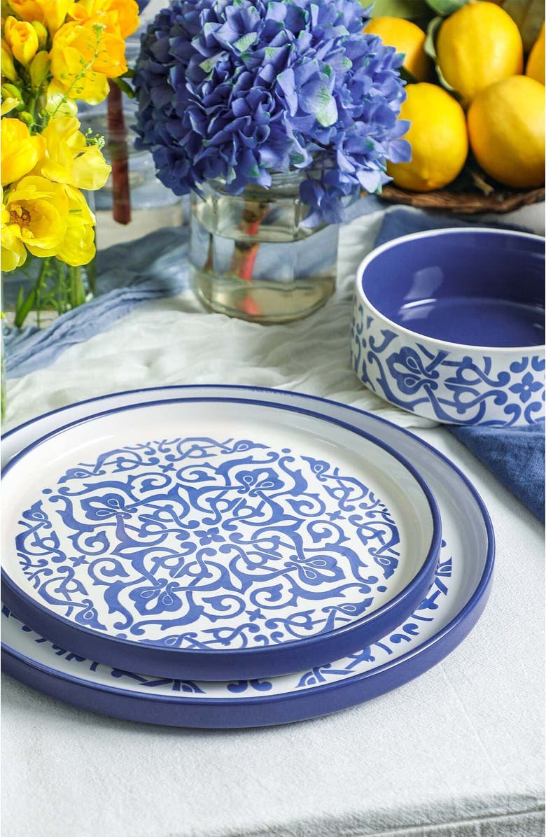 Stone Lain Tropea Stoneware 12-Piece Dinnerware Set, Alternate, color, Blue
