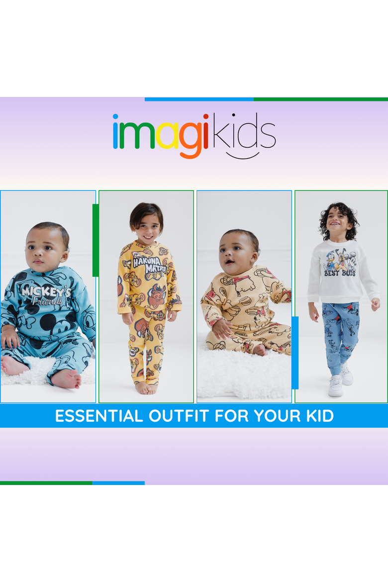 Mickey Mouse Loungewear 2-Piece Sweatshirt and Pants Set, Alternate, color, Mickey Cream Blue