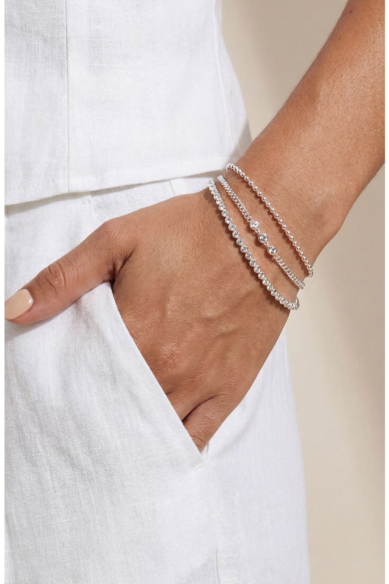 Set of 3 Dainty Bracelets, Alternate, color, SILVER