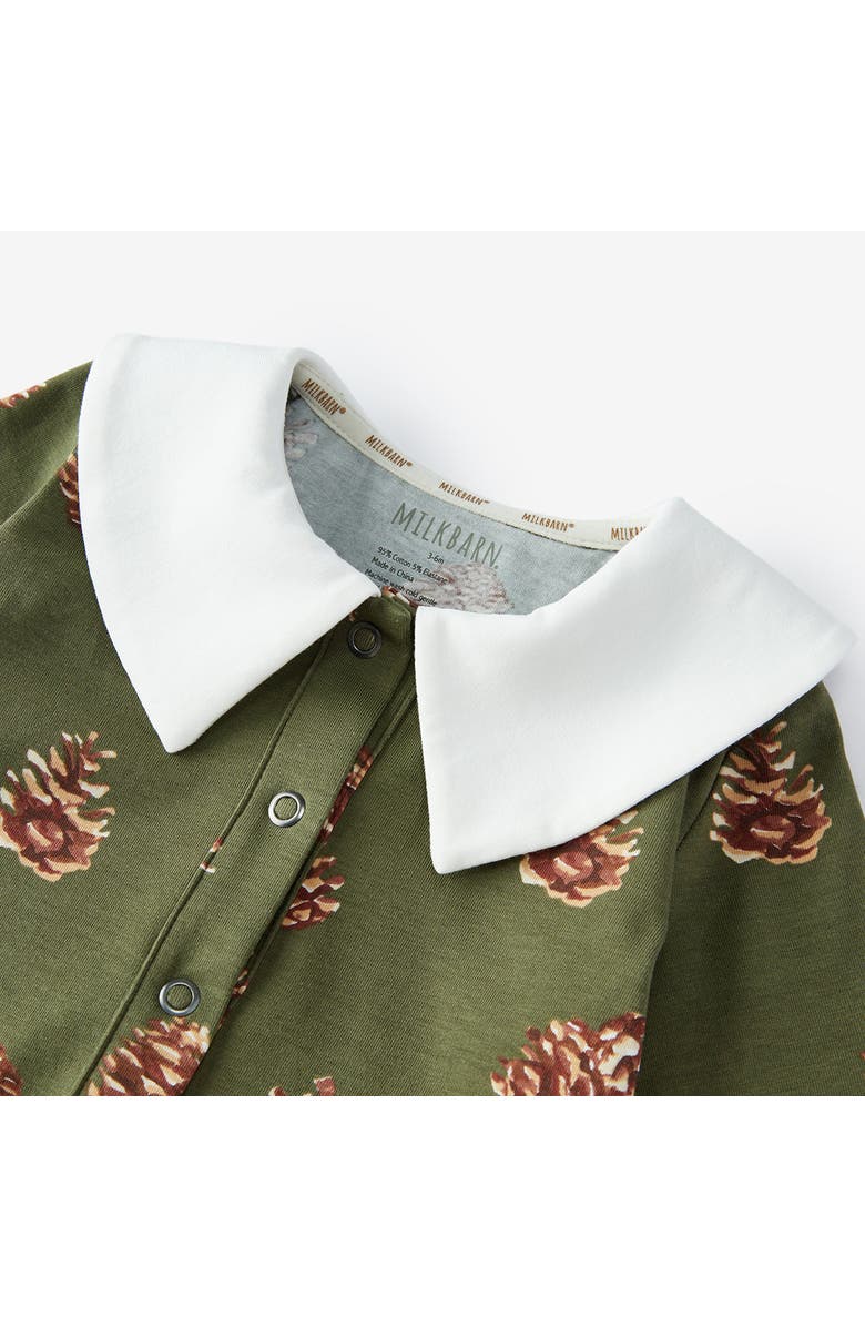 Milkbarn Cotton Stretch Collar Long Sleeve Jumpsuit, Alternate, color, Pinecone