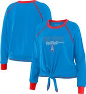 WEAR by Erin Andrews Women's WEAR by Erin Andrews Light Blue Houston Oilers Tie-Front Long Sleeve T-Shirt