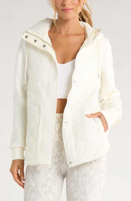Zella Hybrid Quilted Knit Hooded Jacket