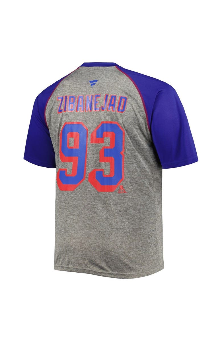FANATICS Men's Fanatics Branded Mika Zibanejad Heather Gray/Blue New York Rangers Big & Tall Contrast Raglan Name & Number T-Shirt, Alternate, color, Heather Gray