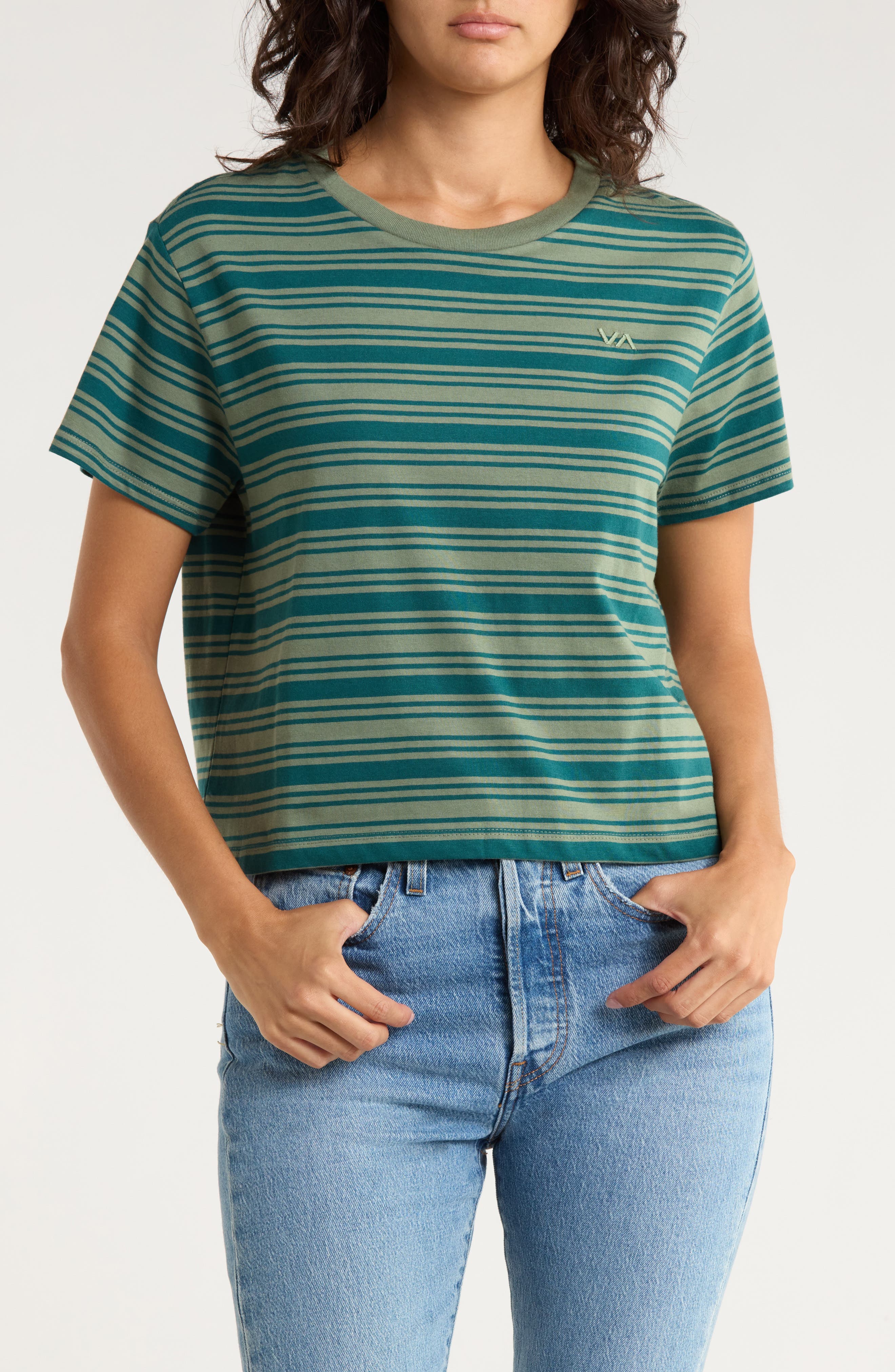 RVCA Seeing Stripes Short Sleeve Crop Tee