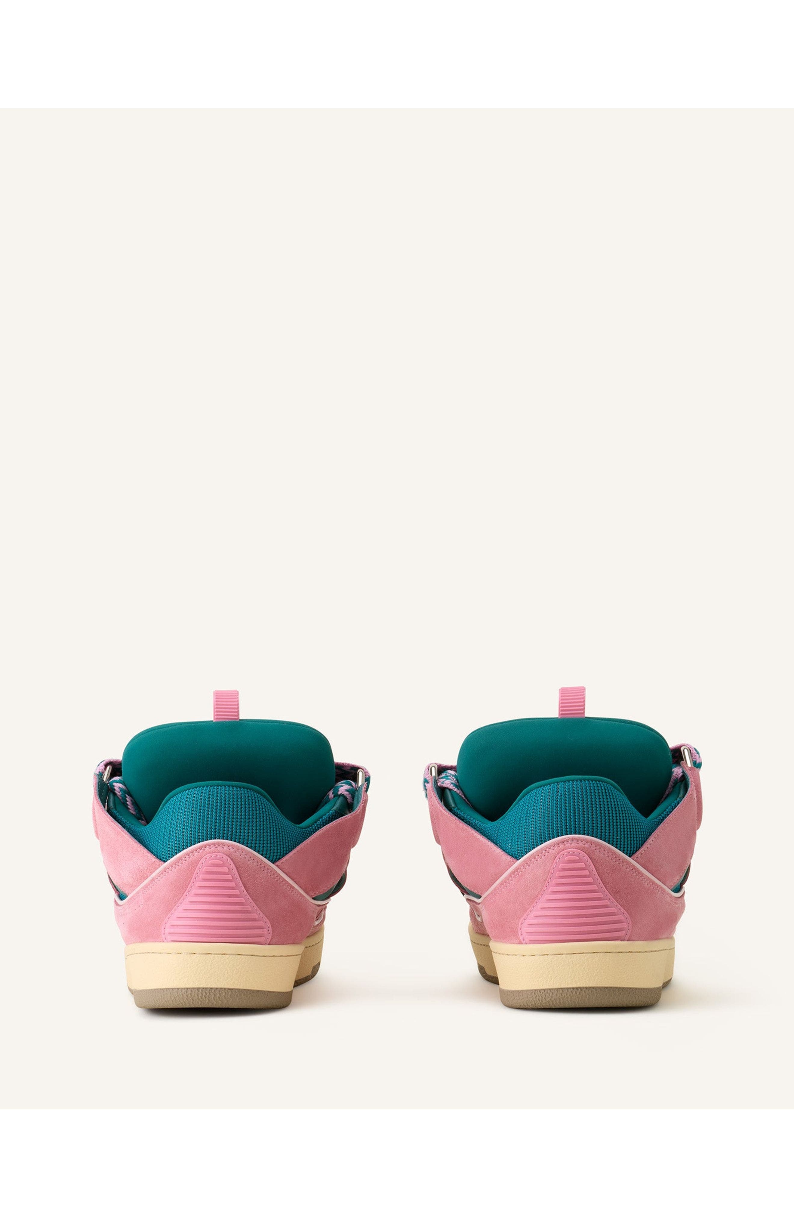Lanvin CURB LEATHER SNEAKERS, Alternate, color, Green/Pink