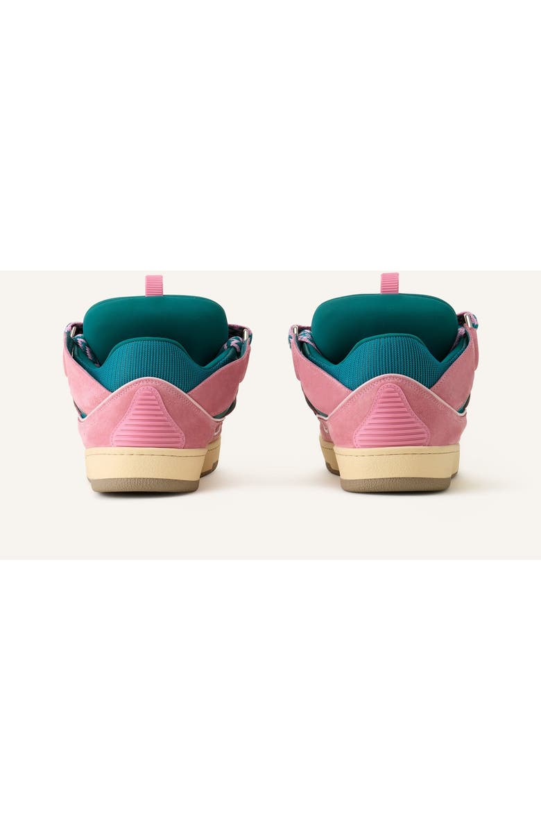 Lanvin CURB LEATHER SNEAKERS, Alternate, color, Green/Pink