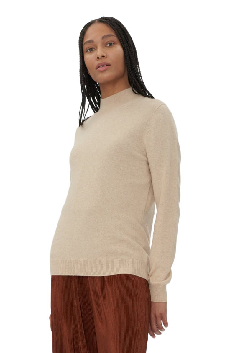 GOBI Mongolian Cashmere Essential Cashmere Mock Neck Sweater, Main, color, Beige