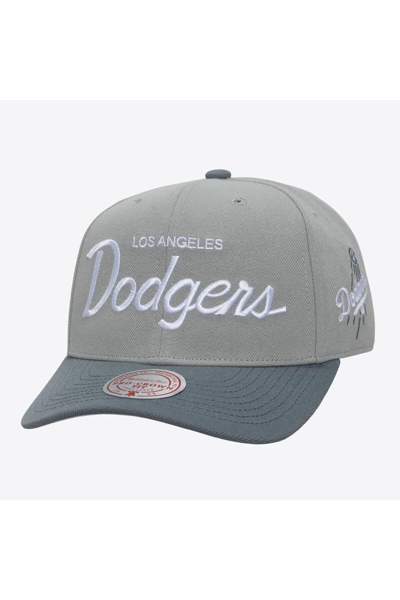 Men's Mitchell & Ness  Gray Los Angeles Dodgers Thunderstorm Head Coach Pro-Crown Adjustable Hat, Main, color, Gray