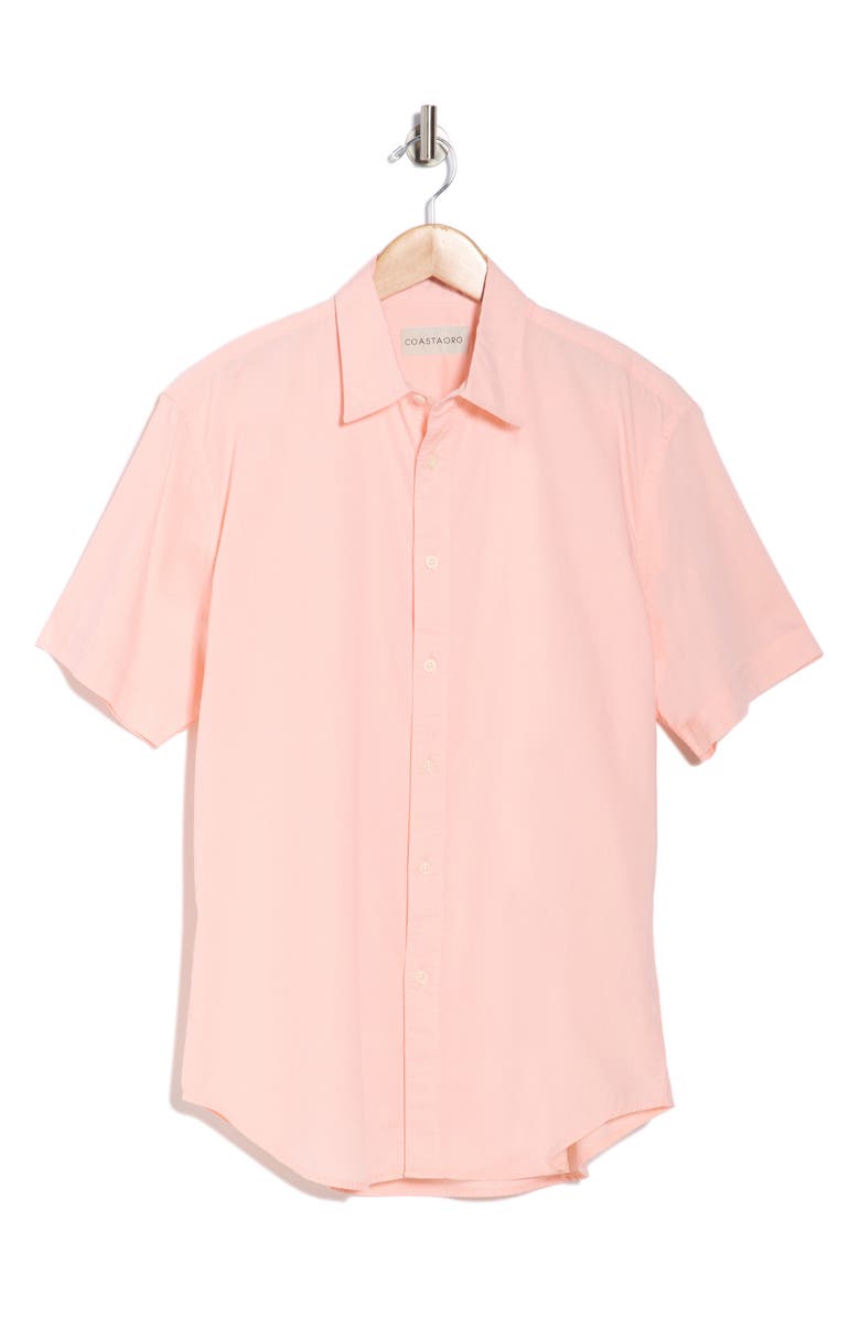 Coastaoro Eben Short Sleeve Button-Up Shirt, Main, color, Coral