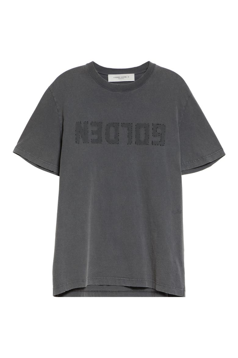 Distressed Upside Down Logo Cotton Graphic Tee, Alternate, color, ANTHRACITE