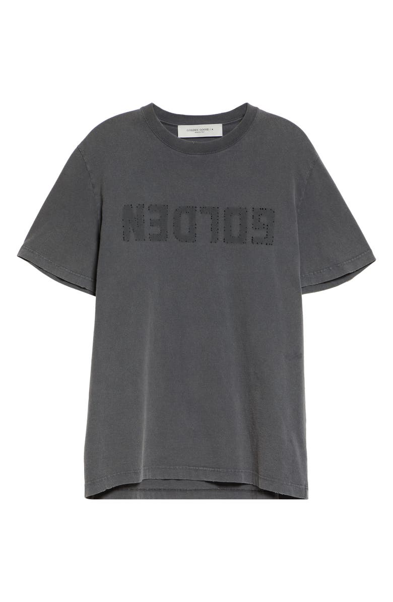 Golden Goose Distressed Upside Down Logo Cotton Graphic Tee, Alternate, color, Anthracite