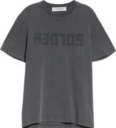 Golden Goose Distressed Upside Down Logo Cotton Graphic Tee