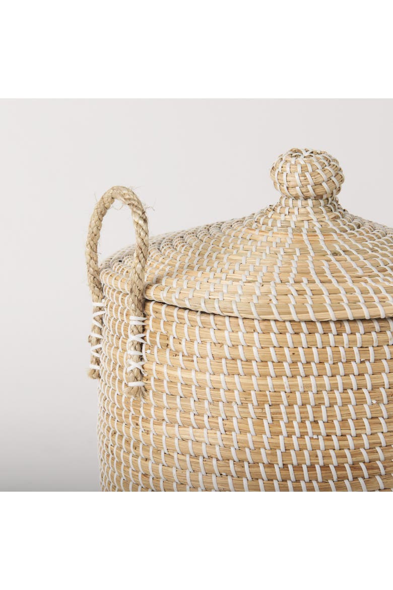 Olivia Seagrass Basket with Lid and Handles, Alternate, color, Beige