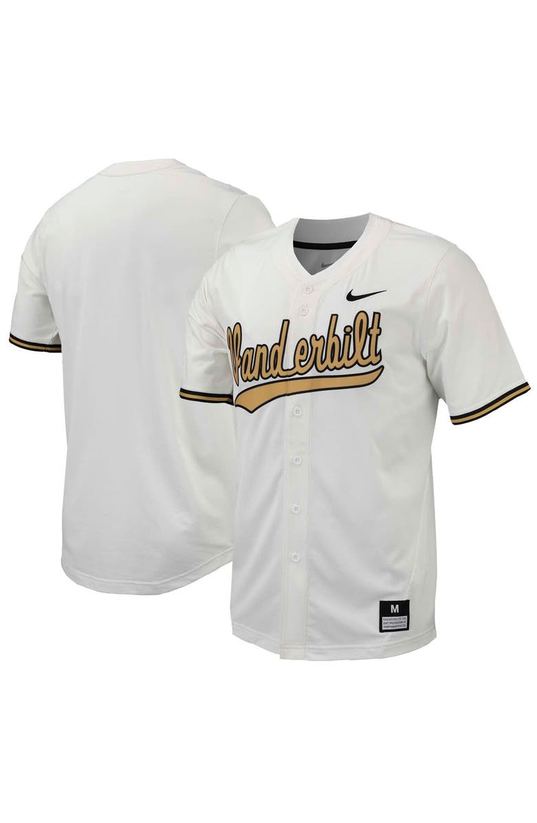 Nike Men's Nike White Vanderbilt Commodores Replica Full-Button Baseball Jersey, Main, color, White