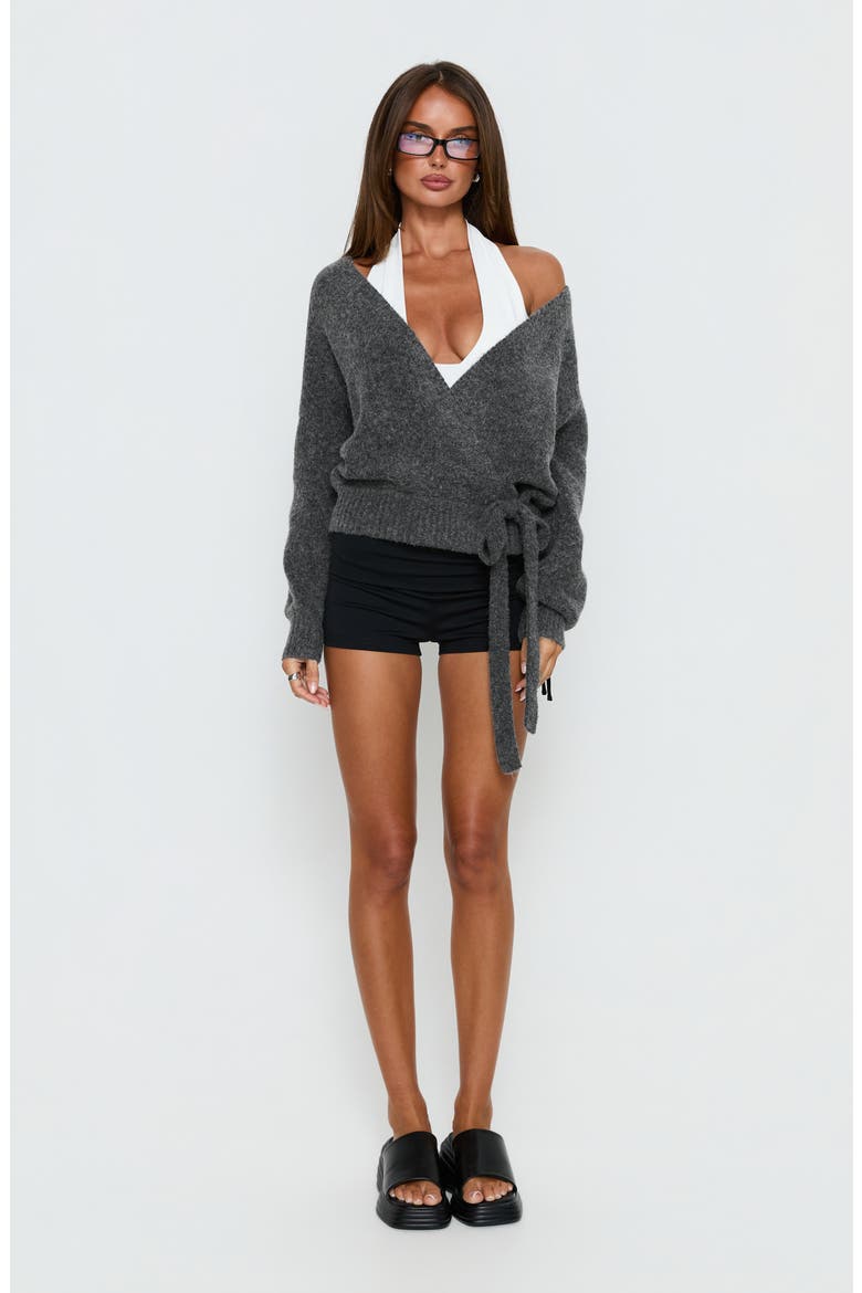 Daelan Wrap Knit Cardigan, Alternate, color, CHARCOAL