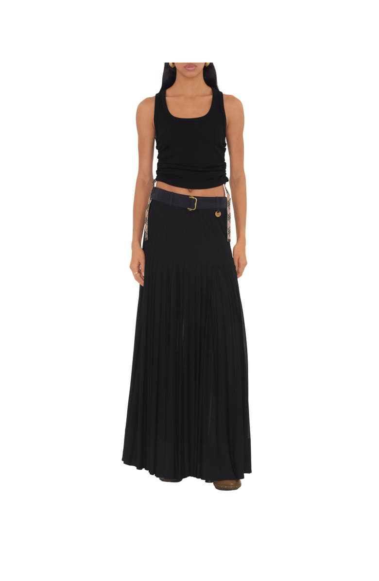 Burberry Pleated Crepe Jersey Maxi Skirt, Alternate, color, Black