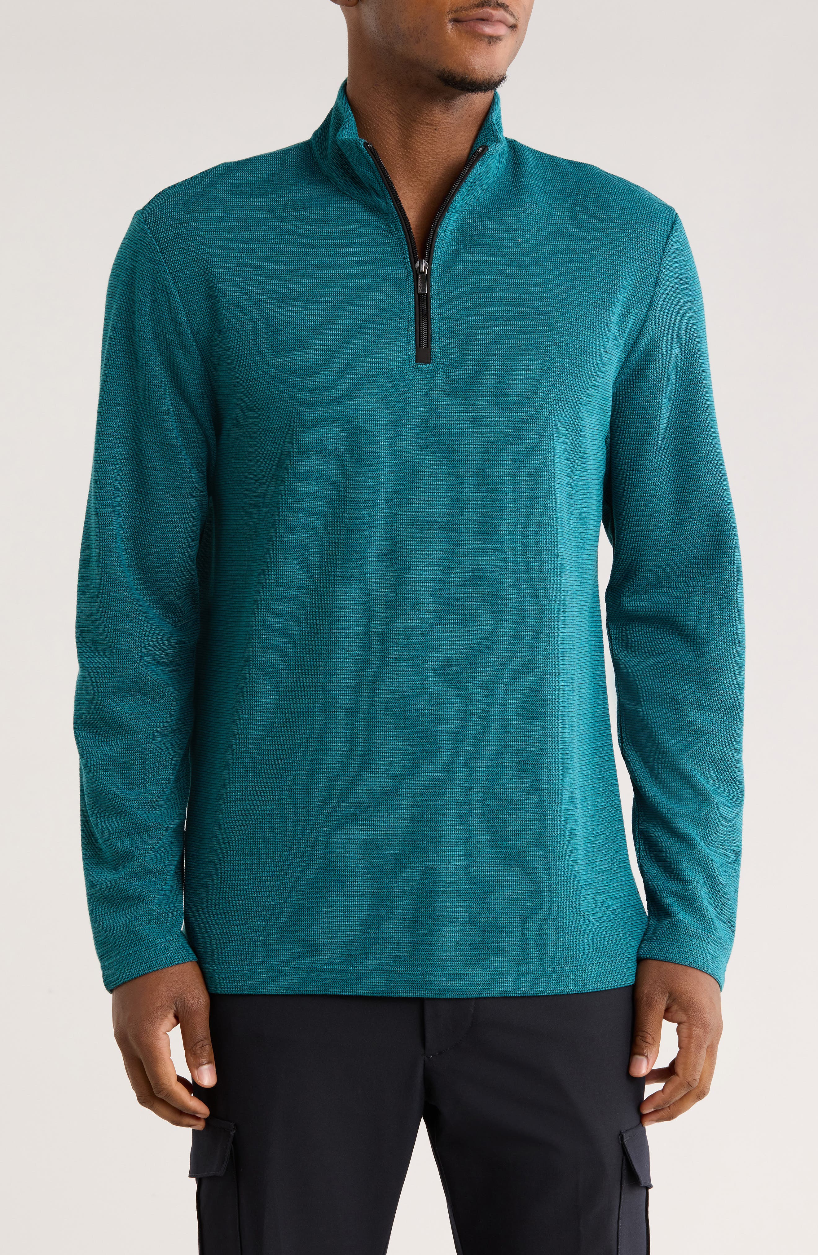 Bugatchi Stretch Cotton Quarter Zip Pullover