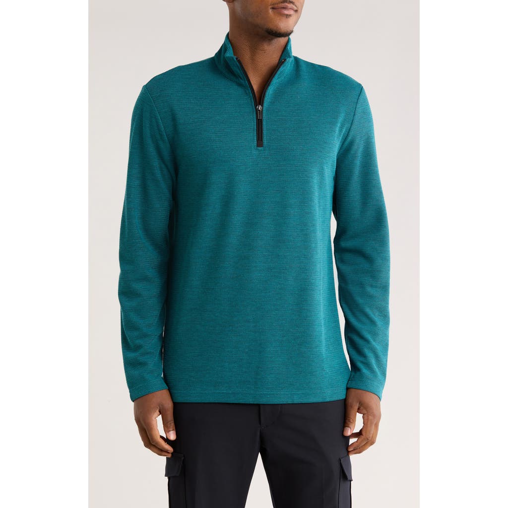 Bugatchi Stretch Cotton Quarter Zip Pullover In Blue