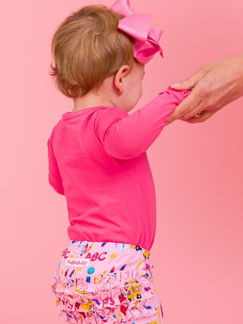 Rufflebutts Baby/toddler Girls Knit Long Sleeve Ruffle Layering Bodysuit In Red