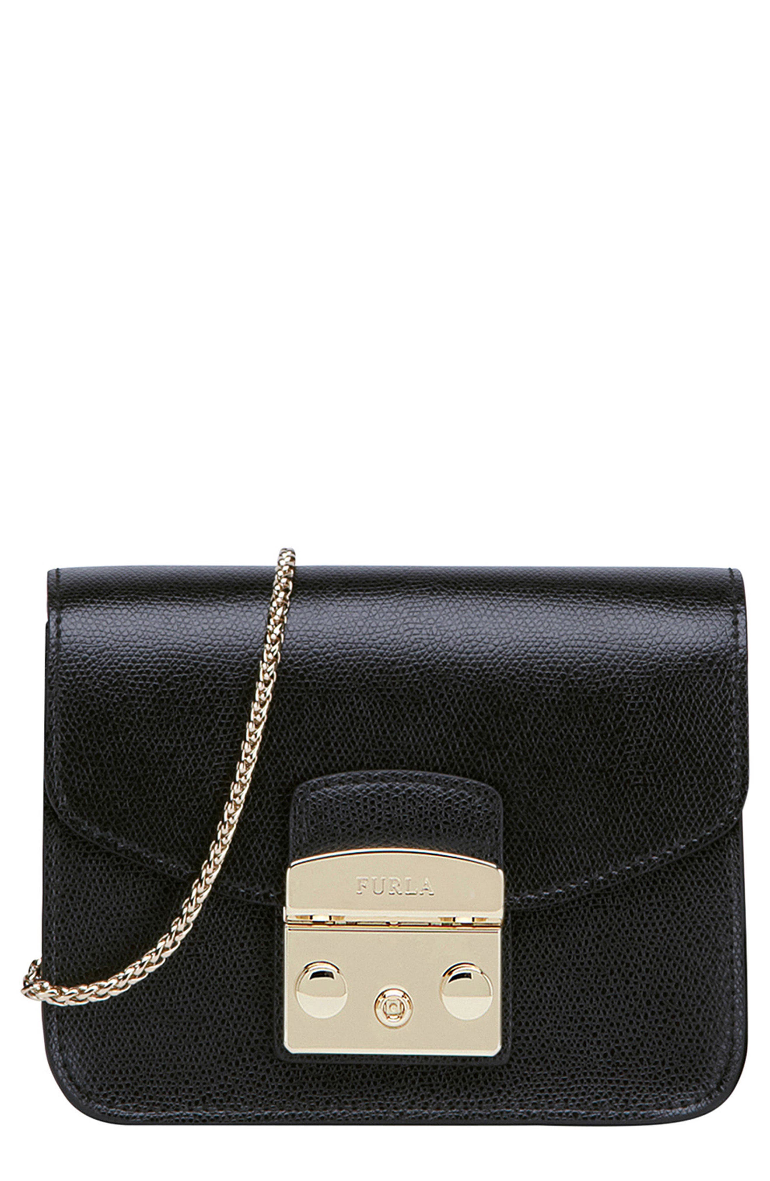 Furla Mini Metropolis Leather Crossbody Bag, Main, color, 