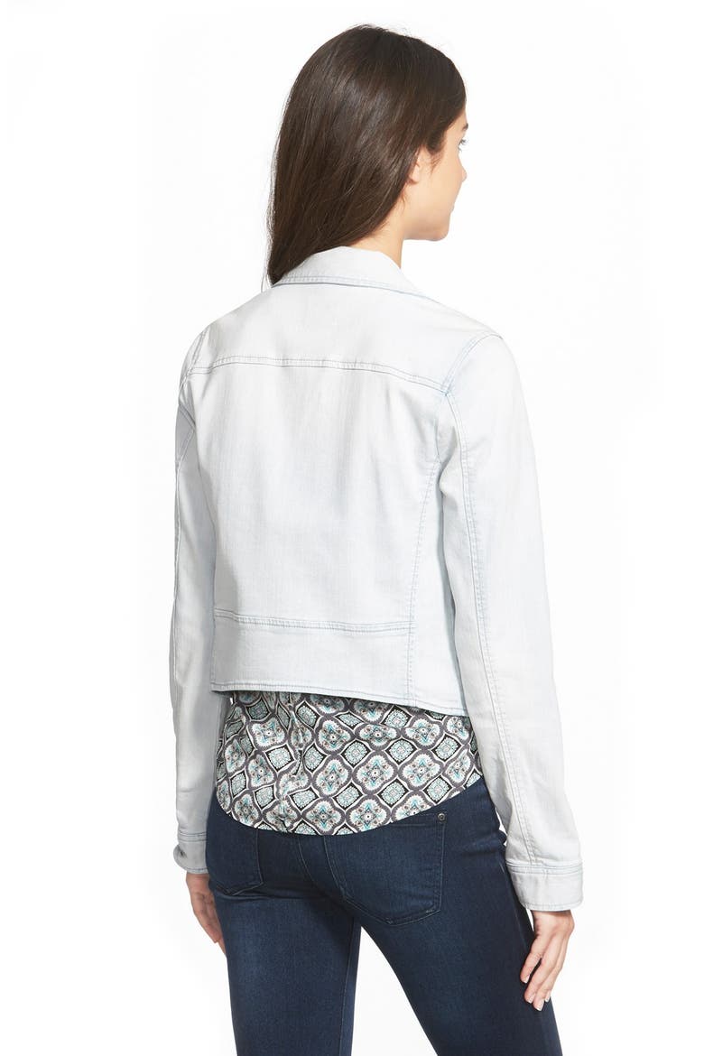 Frenchi® Denim Moto Jacket, Alternate, color, SMOKEY BLUE