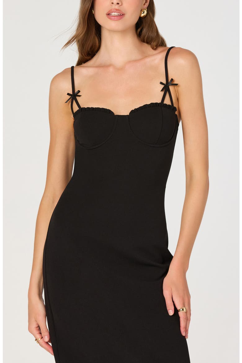 Bow Strap Midi Dress, Alternate, color, BLACK