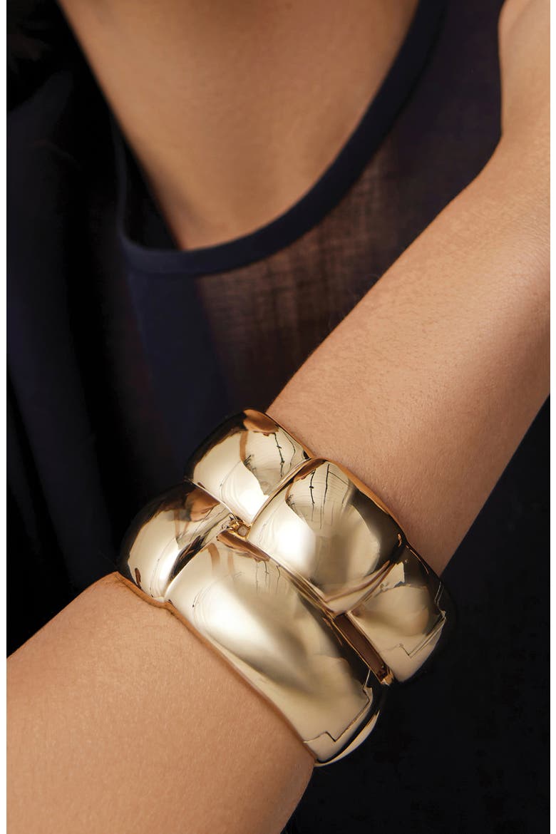 Mega Woven Square Bangle, Alternate, color, HIGH POLISH GOLD